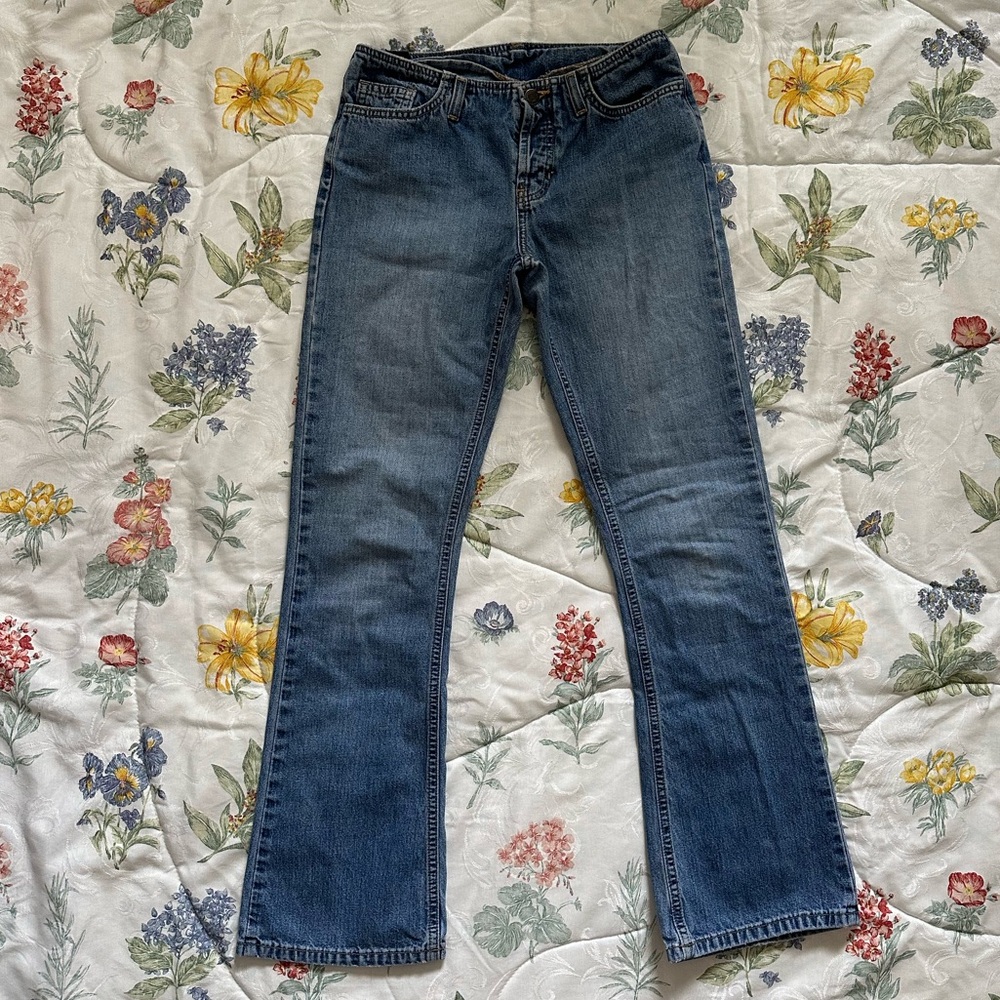 Vintage A&F y2k no waist low rise bootcut jeans button fly 5 pocket Sz 26 USA - Picture 2 of 15